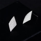 Cubic Zirconia & Silvertone Pavé Rhombus Stud Earrings