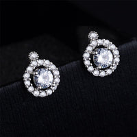 White Crystal & Cubic Zirconia Hola Stud Earrings