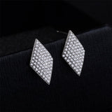 Cubic Zirconia & Silvertone Pavé Rhombus Stud Earrings