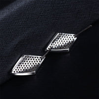 Cubic Zirconia & Silvertone Pavé Rhombus Stud Earrings