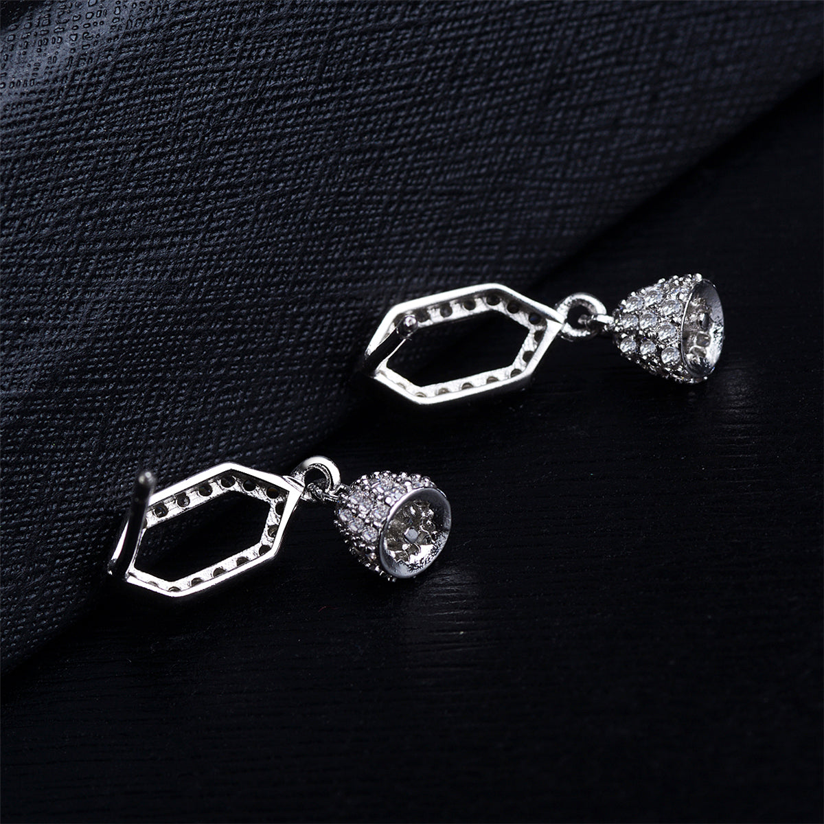 Cubic Zirconia & Silver-Plated Bell Drop Earrings