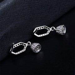 Cubic Zirconia & Silver-Plated Bell Drop Earrings
