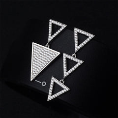 Cubic Zirconia & Silver-Plated Pavé Triangle Drop Earrings
