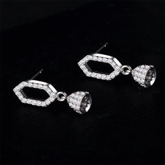 Cubic Zirconia & Silver-Plated Bell Drop Earrings