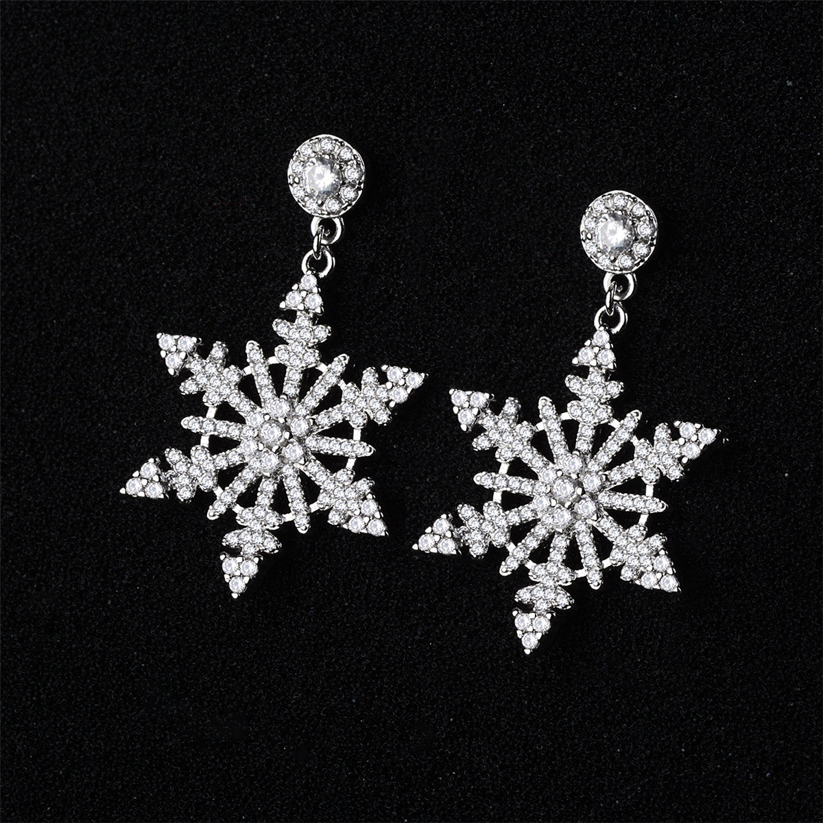Cubic Zirconia & Silver-Plated Openwork Snowflake Drop Earrings