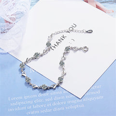 Cubic Zirconia & Silver-Plated Heart Station Bracelet
