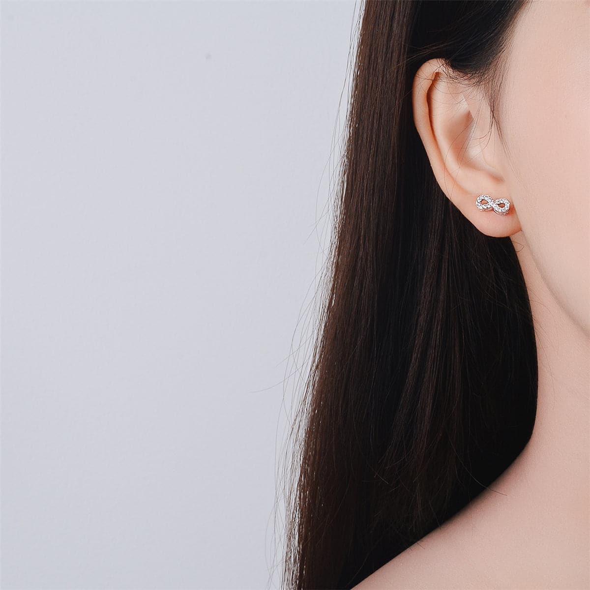 Cubic Zirconia & Silver-Plated Infinity Stud Earrings
