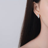 Cubic Zirconia & Silvertone Pavé Rhombus Stud Earrings