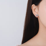 Cubic Zirconia & Silver-Plated Tree Stud Earrings