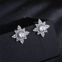 Cubic Zirconia & Crystal Lotus Stud Earrings
