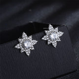 Cubic Zirconia & Crystal Lotus Stud Earrings
