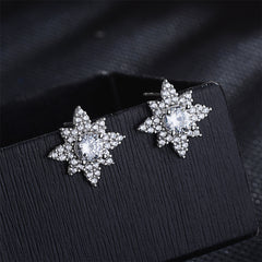 Cubic Zirconia & Crystal Lotus Stud Earrings
