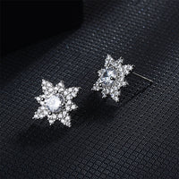 Cubic Zirconia & Crystal Lotus Stud Earrings