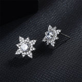 Cubic Zirconia & Crystal Lotus Stud Earrings