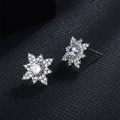Cubic Zirconia & Crystal Lotus Stud Earrings