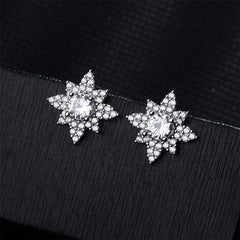 Cubic Zirconia & Crystal Lotus Stud Earrings