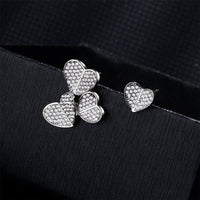 Cubic Zirconia & Silver-Plated Heart Cluster Stud Earrings