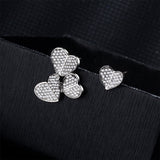 Cubic Zirconia & Silver-Plated Heart Cluster Stud Earrings