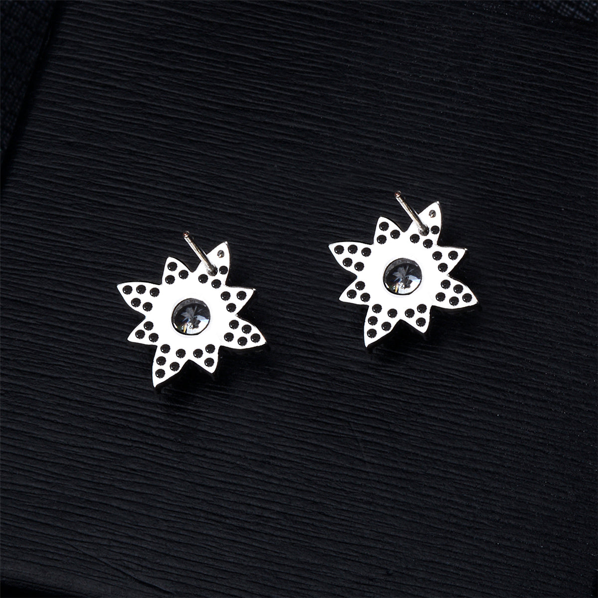 Cubic Zirconia & Crystal Lotus Stud Earrings