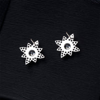 Cubic Zirconia & Crystal Lotus Stud Earrings