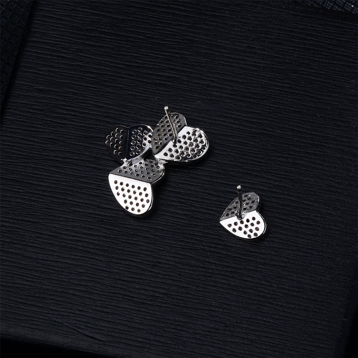 Cubic Zirconia and Silver-Plated Heart Cluster Stud Earrings, silver stud earrings for women, everyday style, lifestyle look