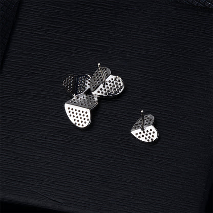 Cubic Zirconia and Silver-Plated Heart Cluster Stud Earrings, silver stud earrings for women, everyday style, lifestyle look