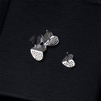 Cubic Zirconia & Silver-Plated Heart Cluster Stud Earrings