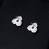 Cubic Zirconia & Silver-Plated Flower Stud Earrings
