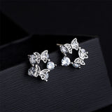 Cubic Zirconia & Silver-Plated Butterfly Circle Stud Earrings