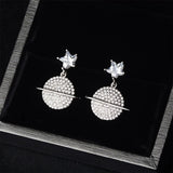 Cubic Zirconia & Silver-Plated Pavé Celestial Drop Earrings