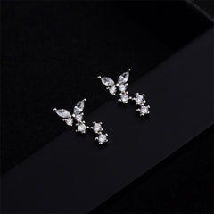 Cubic Zirconia & Silver-Plated Butterfly Drop Earrings
