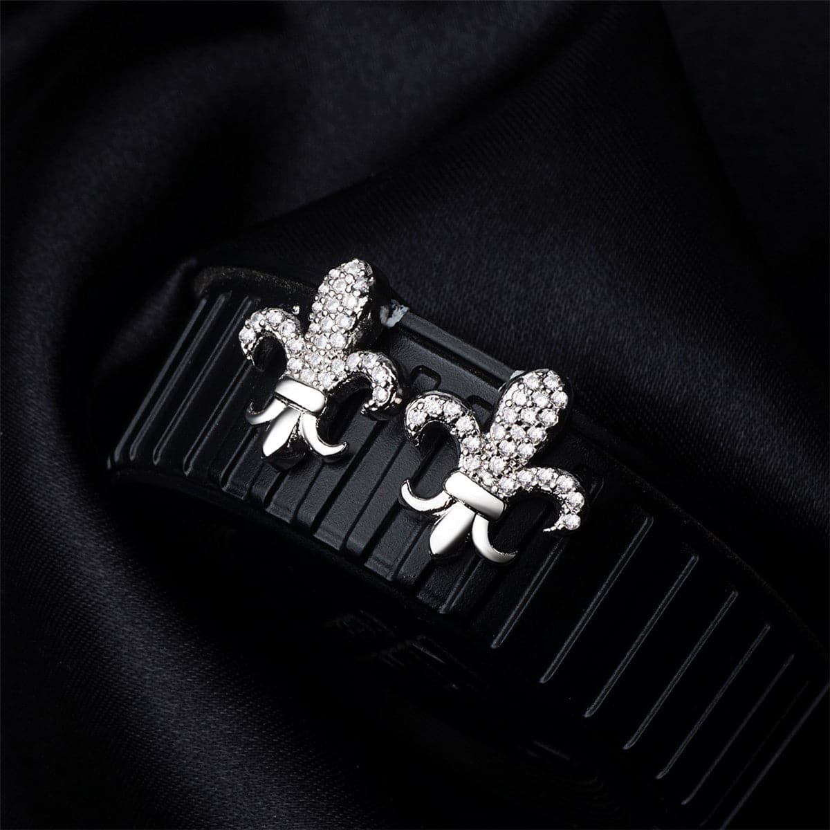 Cubic Zirconia & Silver-Plated Octopus Stud Earrings