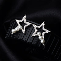 Pearl & Cubic Zirconia Star Stud Earrings