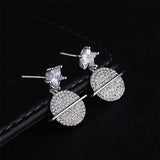 Cubic Zirconia & Silver-Plated Pavé Celestial Drop Earrings