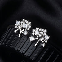Cubic Zirconia & Silver-Plated Tree Stud Earrings