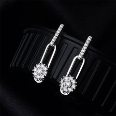 Cubic Zirconia & Silver-Plated Bar Plum Blossom Drop Earrings