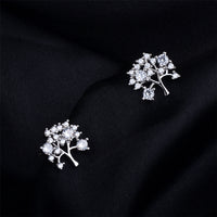 Cubic Zirconia & Silver-Plated Tree Stud Earrings