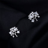 Cubic Zirconia & Silver-Plated Tree Stud Earrings