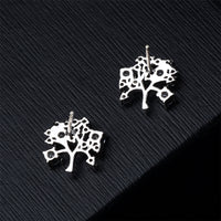 Cubic Zirconia & Silver-Plated Tree Stud Earrings