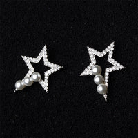Pearl & Cubic Zirconia Star Stud Earrings