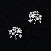 Cubic Zirconia & Silver-Plated Tree Stud Earrings