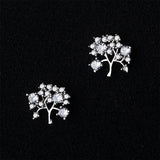 Cubic Zirconia & Silver-Plated Tree Stud Earrings