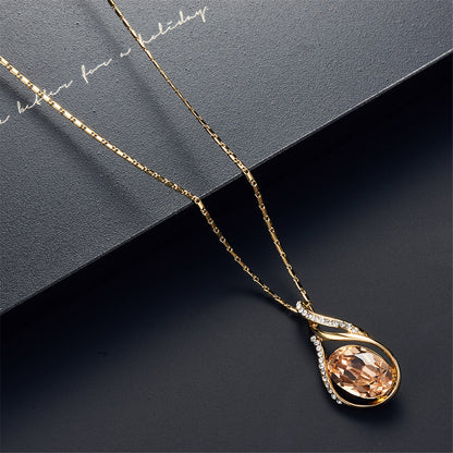Yellow and White Cubic Zirconia Pendant Necklace and Drop Earrings, drop earrings for women, lifestyle look