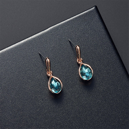 Blue and White Cubic Zirconia Pendant Necklace and Drop Earrings, drop earrings for women, detail close-up