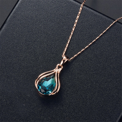 Blue and White Cubic Zirconia Pendant Necklace and Drop Earrings, drop earrings for women, lifestyle look