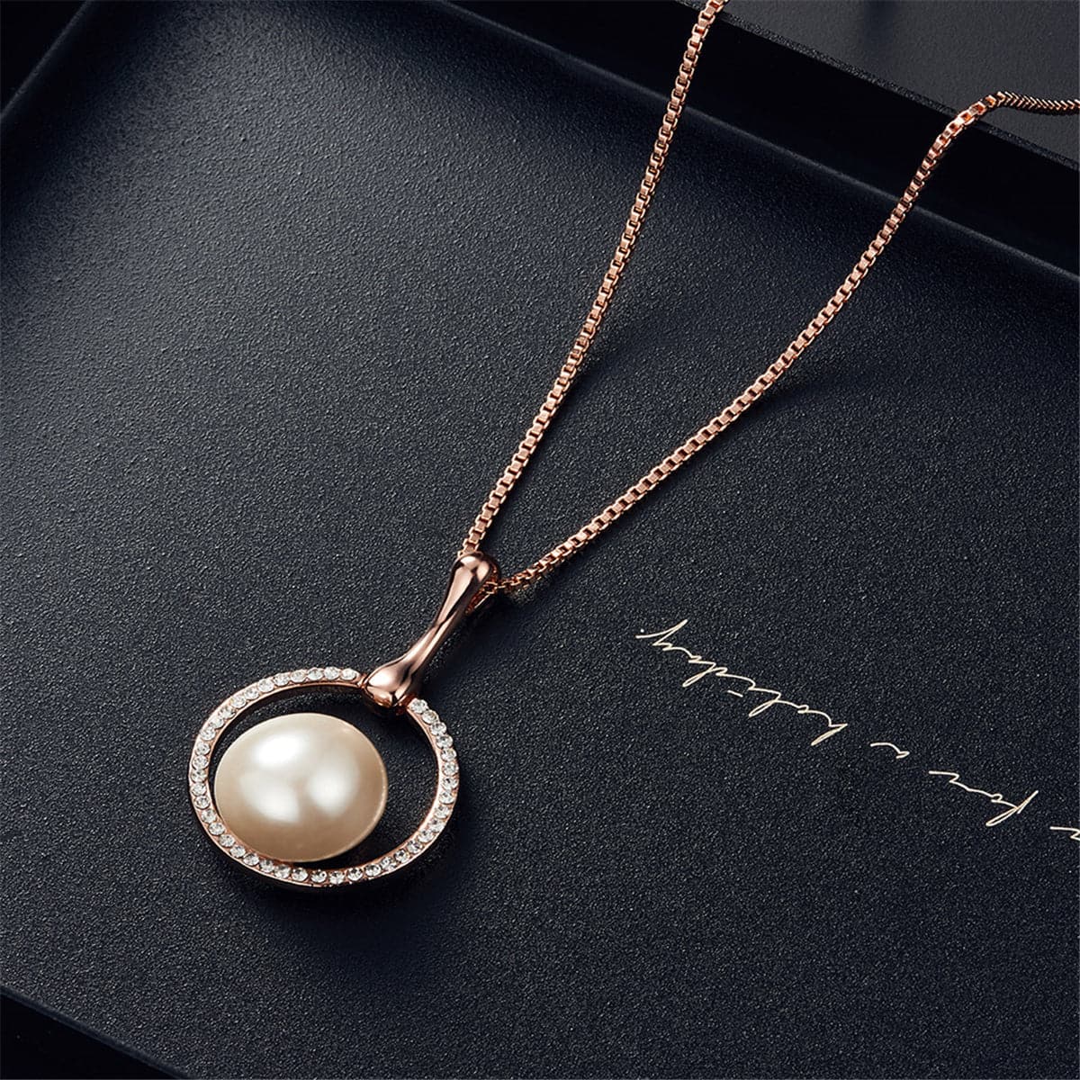 Pearl & Cubic Zirconia Pendant Necklace & Stud Earrings Set