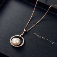 Pearl & Cubic Zirconia Pendant Necklace & Stud Earrings Set