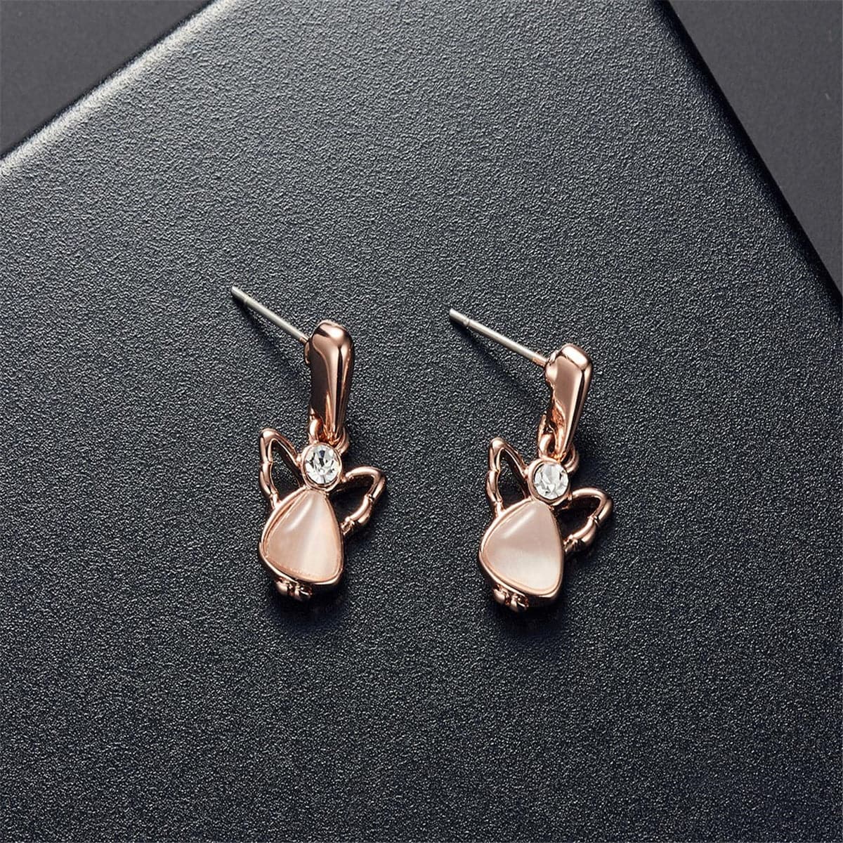 Rose Quartz and Cubic Zirconia Angel Pendant Necklace and Drop Earrings, drop earrings for women, lifestyle look