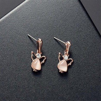 Rose Quartz and Cubic Zirconia Angel Pendant Necklace and Drop Earrings, drop earrings for women, lifestyle look