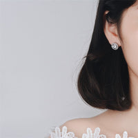cubic zirconia & Fine Silver-Plated Hola Stud Earrings - streetregion